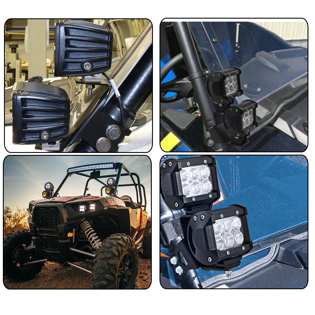 Chelhead A Pillar Roll Bar Dual Led Working Pod Lights Mounting Brackets Compatible with 2014 - 2019 Polaris RZR XP 1000 & 2015 - 2019 RZR 900 - Chelhead