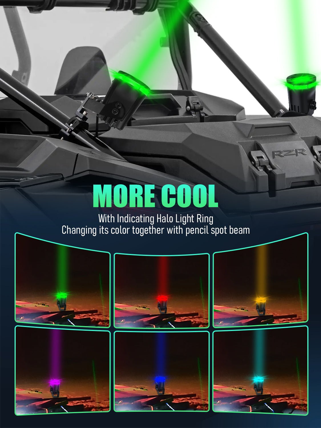 Chelhead Laser Whip Lights Kit, App & Remote Control Spiral RGB Chasing Whipless Whips with Rocker Switch Wiring Compatible with UTV ATV Polaris RZR Can - Am SXS Truck, 2 PCS Endless Lights - Chelhead