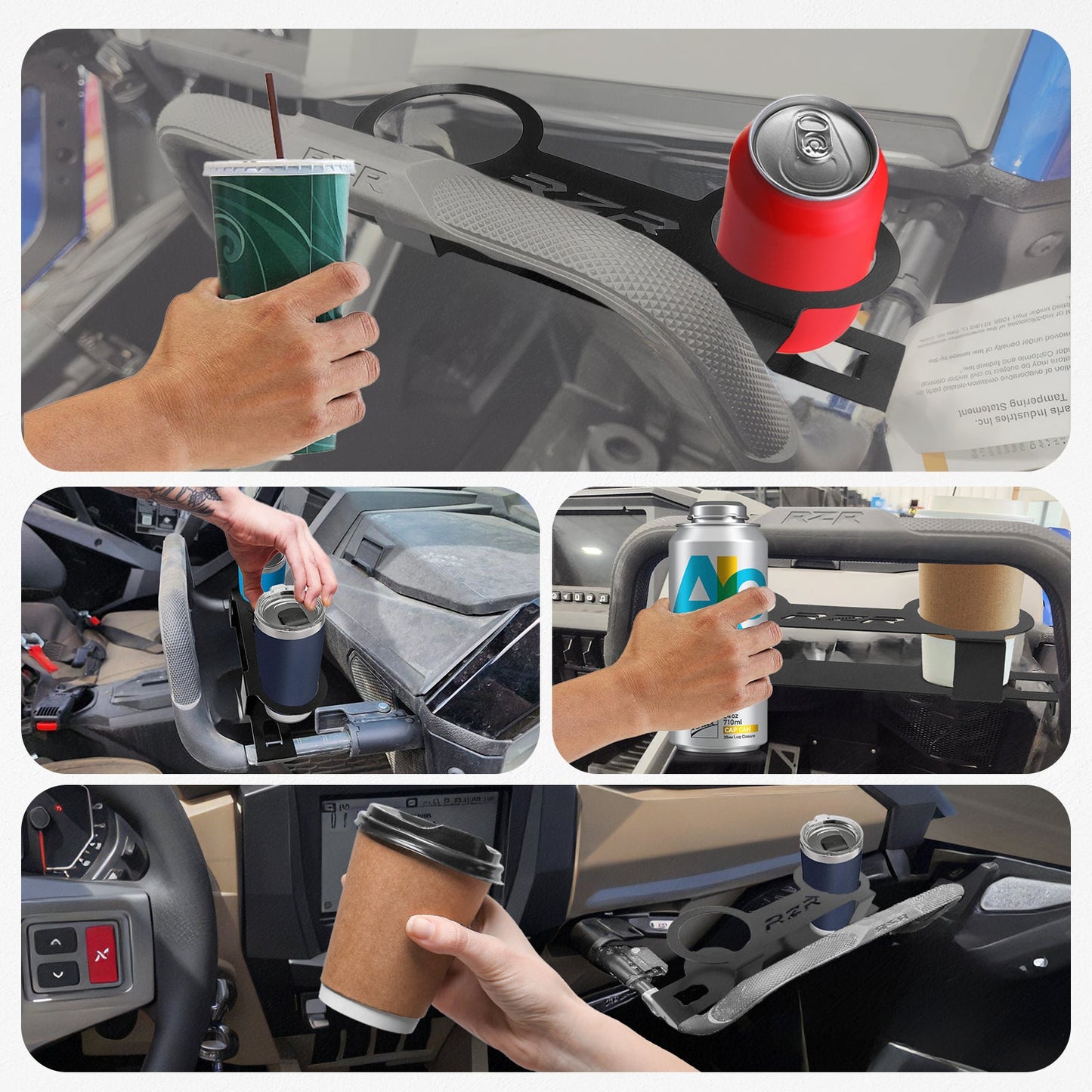 Chelhead RZR PRO R Cup Holder Passenger Grab Handle Drink Water Bottle Holder Aluminum for 18 - 40oz Cups Compatible with RZR PRO XP/PRO R/Turbo R - Chelhead