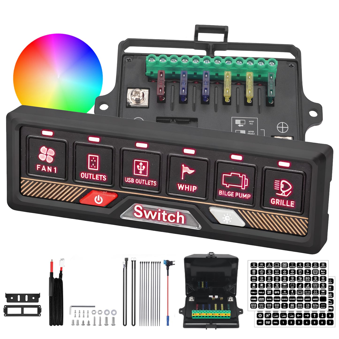 P2 8 Gang RGB Switch Panel | Smart Solid State Control System for Off-Road, RV & Marine