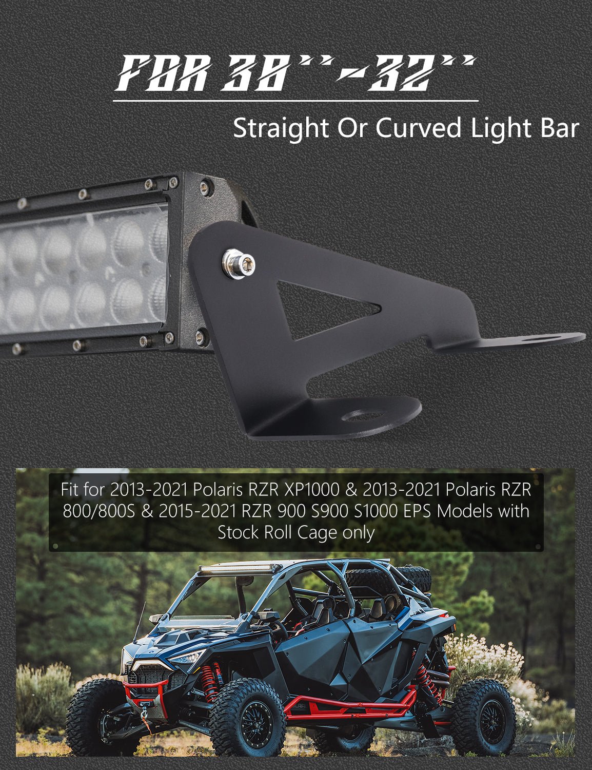 Bar Mounting Bracket for 32 Inch Curved Light Bar Compatible with 2022 - 2023 Polaris RZR Pro R 4 Visit the Chelhead Store - Chelhead