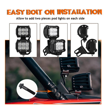 Chelhead A Pillar Roll Bar Dual Led Working Pod Lights Mounting Brackets Compatible with 2014 - 2019 Polaris RZR XP 1000 & 2015 - 2019 RZR 900 - Chelhead