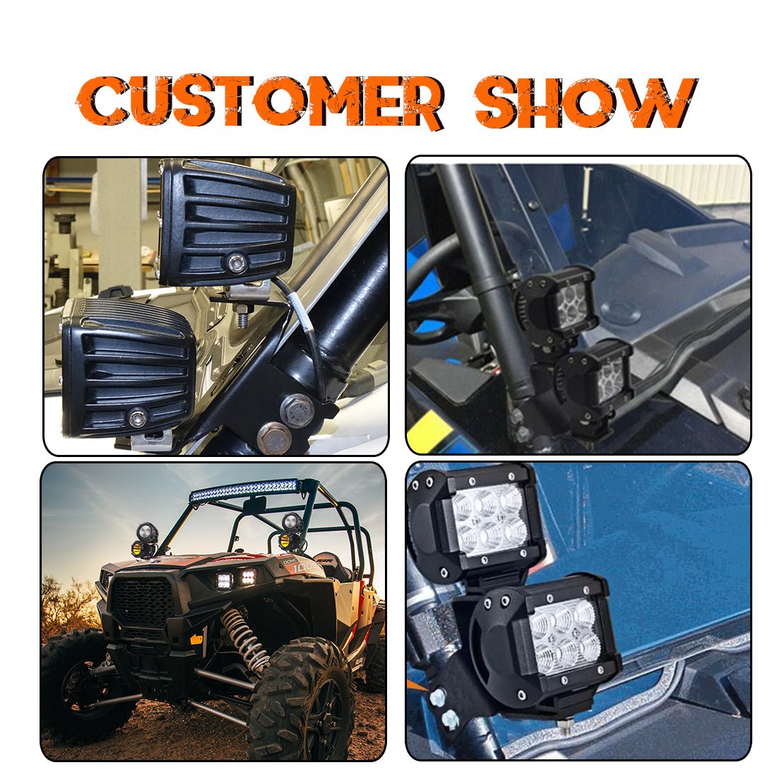 Chelhead A Pillar Roll Bar Dual Led Working Pod Lights Mounting Brackets Compatible with 2014 - 2019 Polaris RZR XP 1000 & 2015 - 2019 RZR 900 - Chelhead