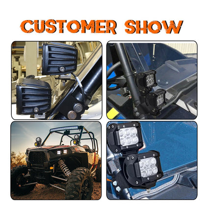 Chelhead A Pillar Roll Bar Dual Led Working Pod Lights Mounting Brackets Compatible with 2014 - 2019 Polaris RZR XP 1000 & 2015 - 2019 RZR 900 - Chelhead