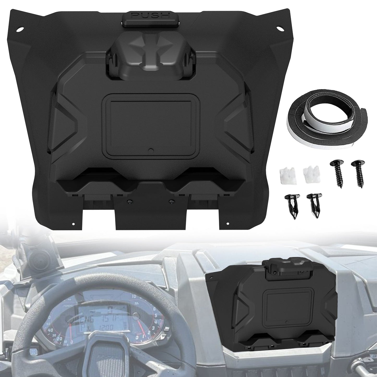 Chelhead Electronic Device Phone Mount Adjustable Electronic Device Tablet Holder Compatible with Polaris RZR PRO XP/XP4 2020 - 2024 RZR PRO R/Turbo R R4 GPS Holder with Black Storage Dash - Chelhead