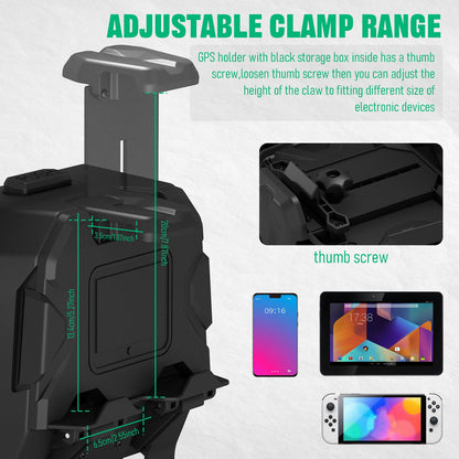 Chelhead Electronic Device Phone Mount Adjustable Electronic Device Tablet Holder Compatible with Polaris RZR PRO XP/XP4 2020 - 2024 RZR PRO R/Turbo R R4 GPS Holder with Black Storage Dash - Chelhead