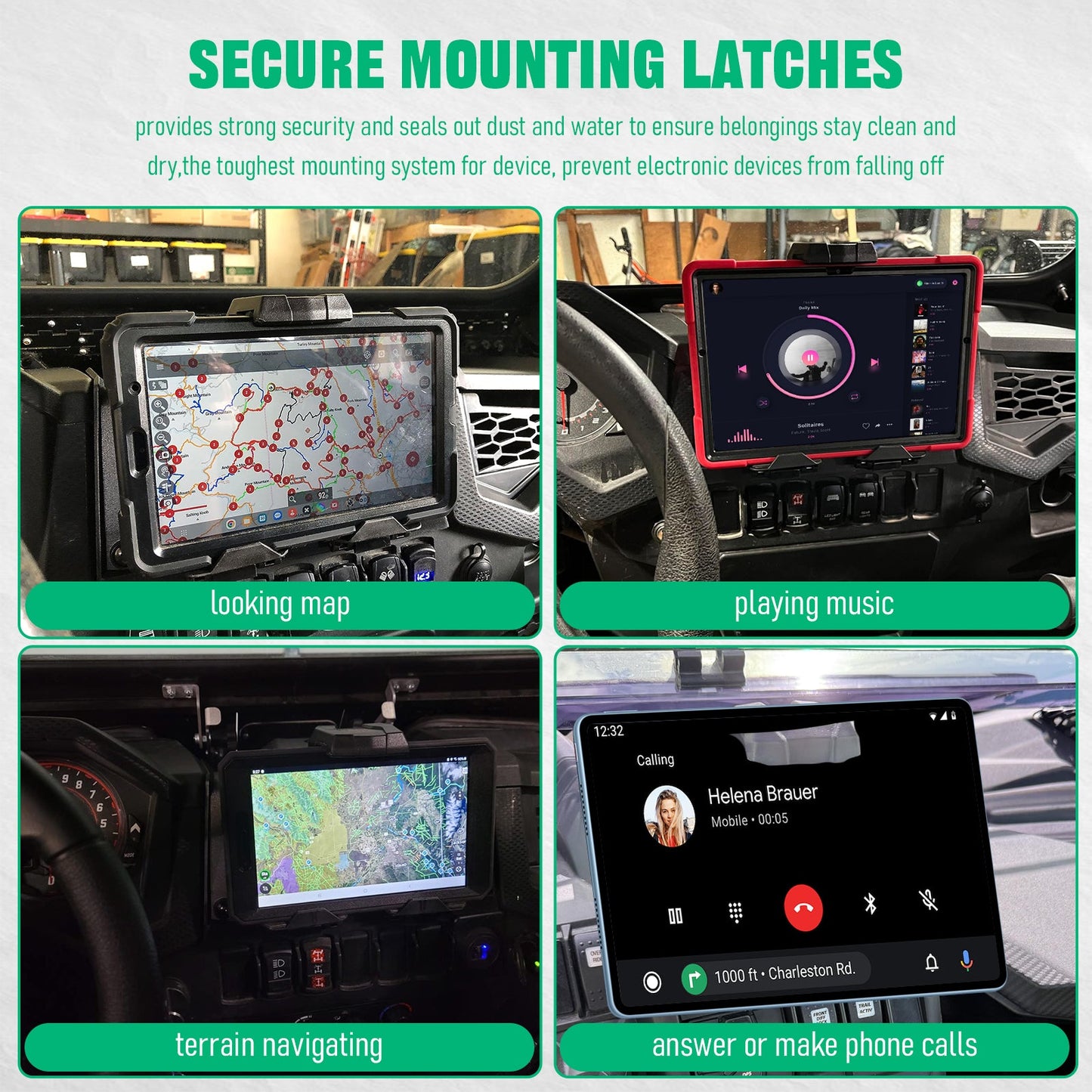 Chelhead Electronic Device Phone Mount Adjustable Electronic Device Tablet Holder Compatible with Polaris RZR PRO XP/XP4 2020 - 2024 RZR PRO R/Turbo R R4 GPS Holder with Black Storage Dash - Chelhead