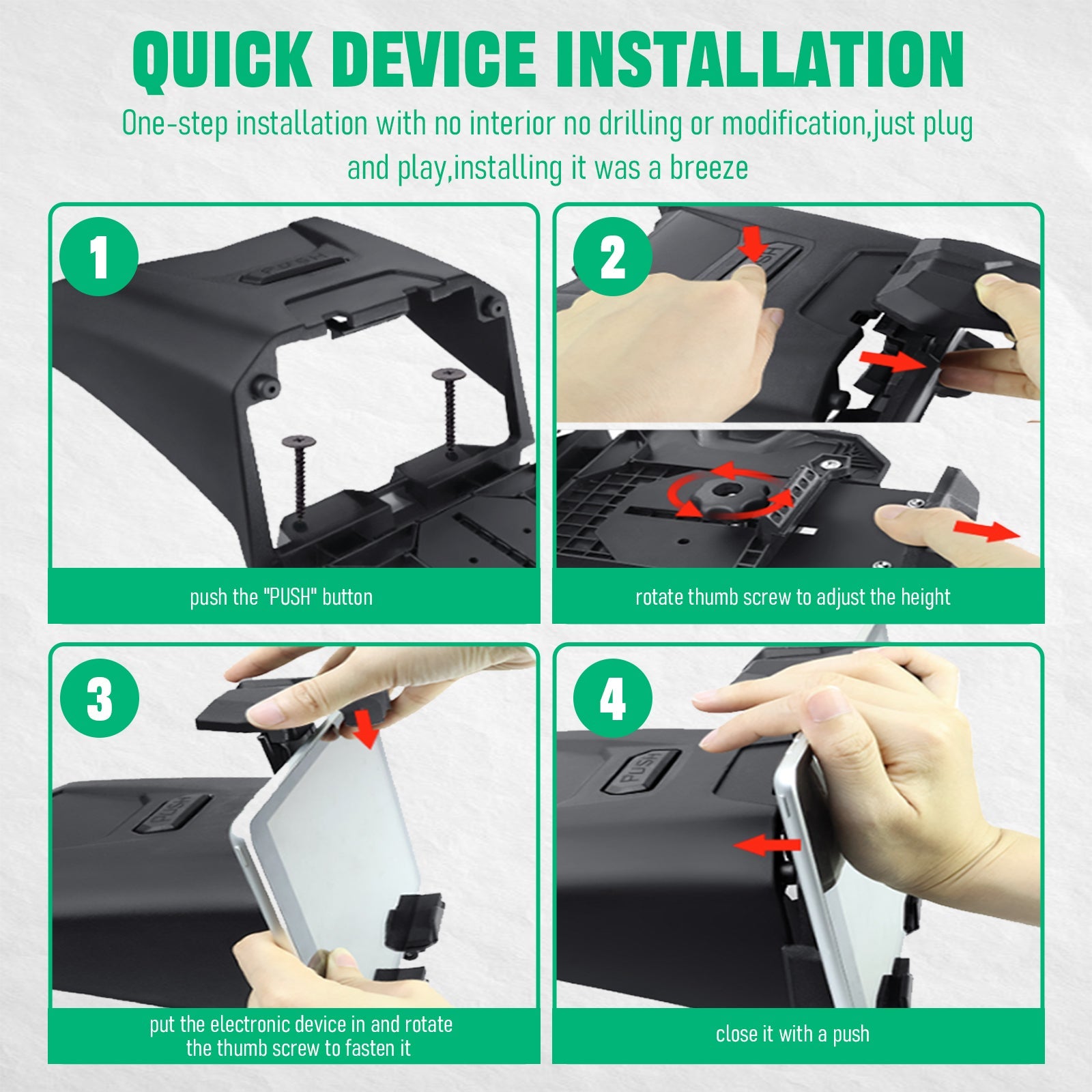 Chelhead Electronic Device Phone Mount Adjustable Electronic Device Tablet Holder Compatible with Polaris RZR PRO XP/XP4 2020 - 2024 RZR PRO R/Turbo R R4 GPS Holder with Black Storage Dash - Chelhead