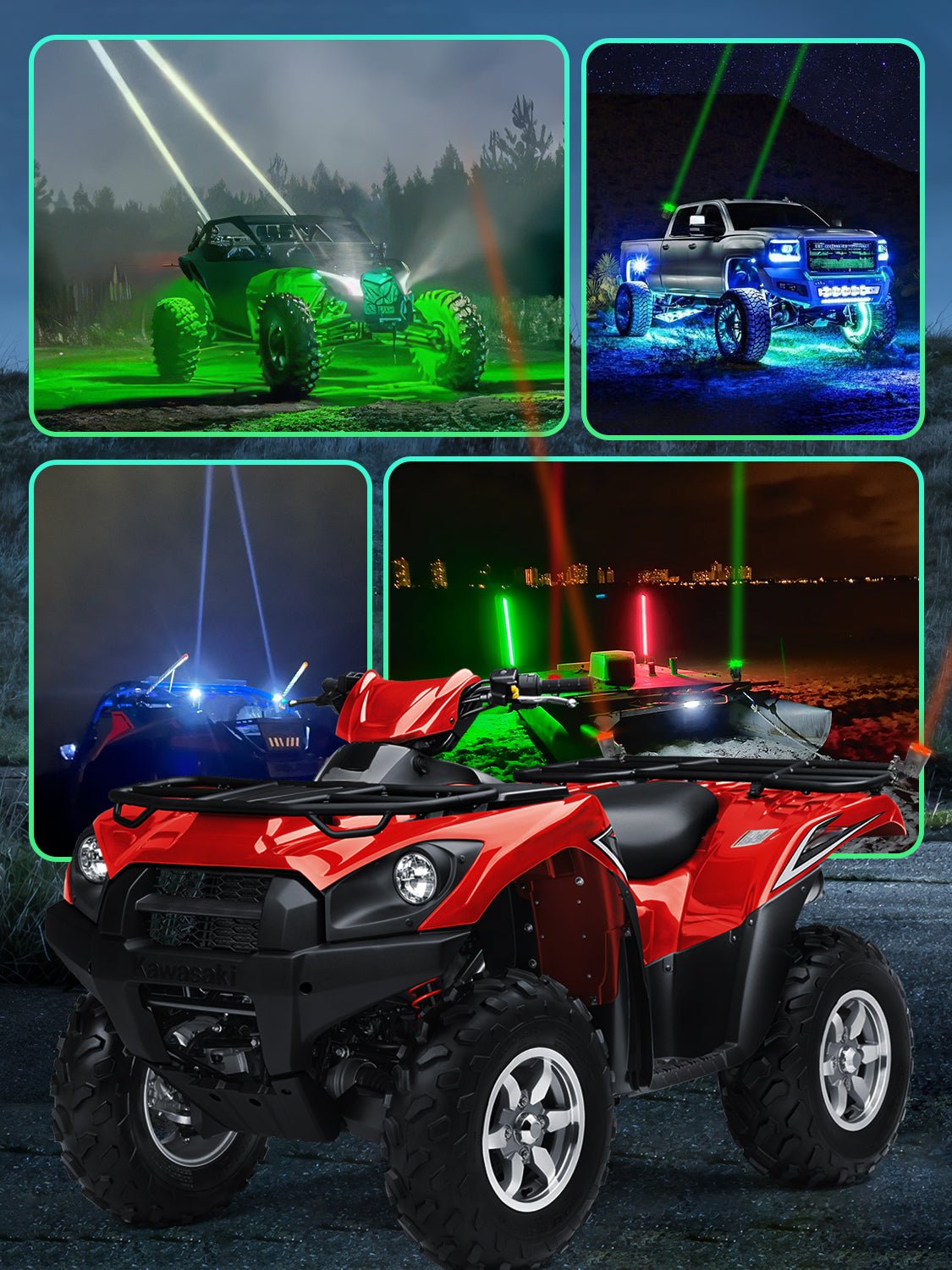 Chelhead Laser Whip Lights Kit, App &amp; Remote Control Spiral RGB Chasing Whipless Whips with Rocker Switch Wiring Compatible with UTV ATV Polaris RZR Can - Am SXS Truck, 2 PCS Endless Lights - Chelhead