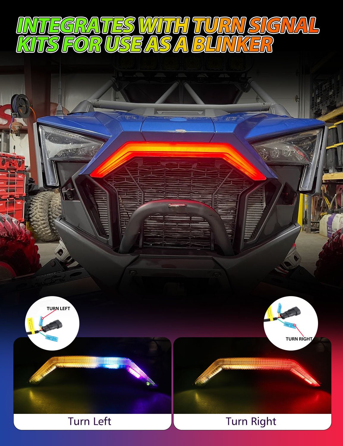 Chelhead RGB Led Fang Light for RZR Pro Front Grille Accent LightCompatible with Polaris RZR PRO XP / 4 RZR PRO R RZR Turbo R 2884346 - Chelhead