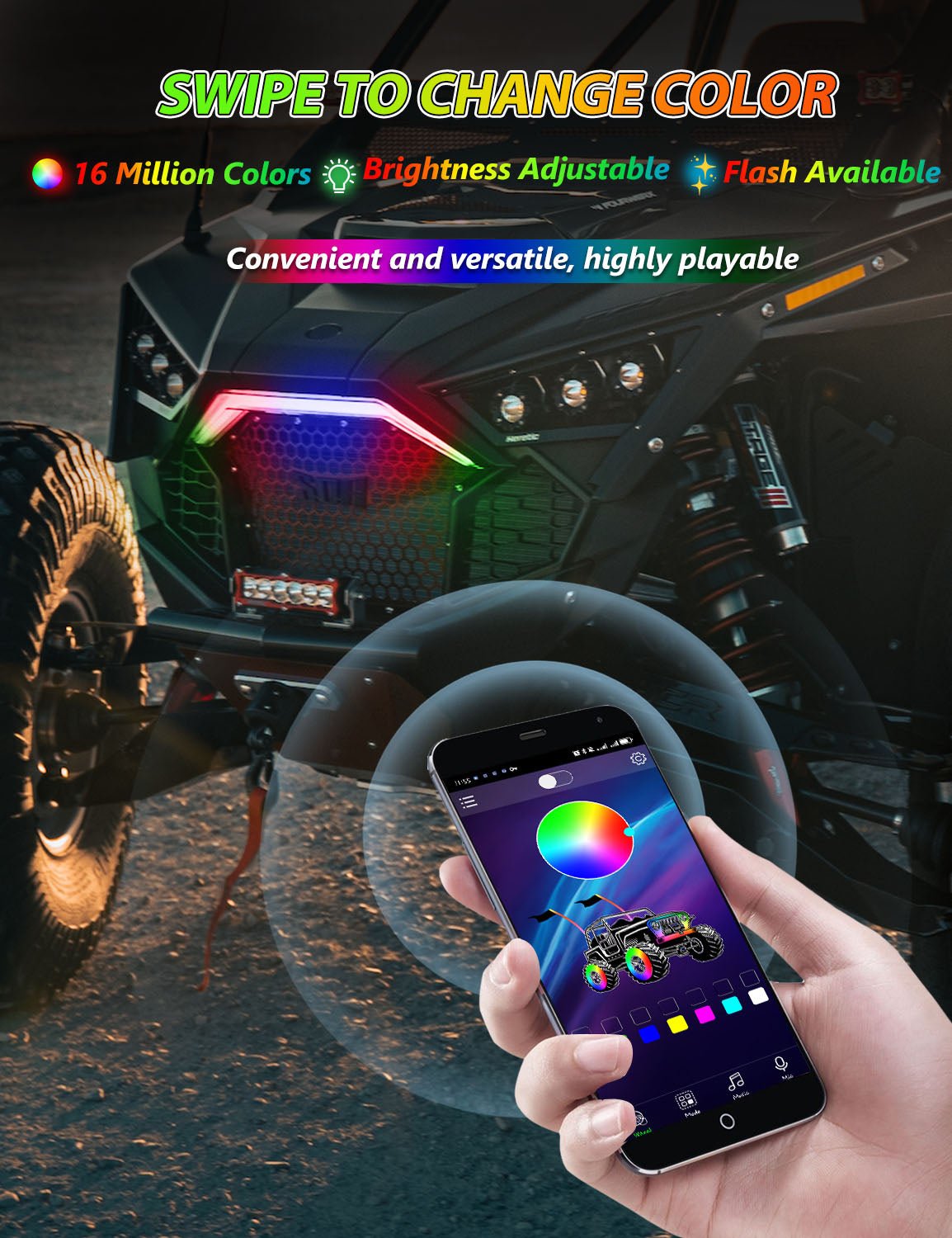 Chelhead RGB Led Fang Light for RZR Pro Front Grille Accent LightCompatible with Polaris RZR PRO XP / 4 RZR PRO R RZR Turbo R 2884346 - Chelhead