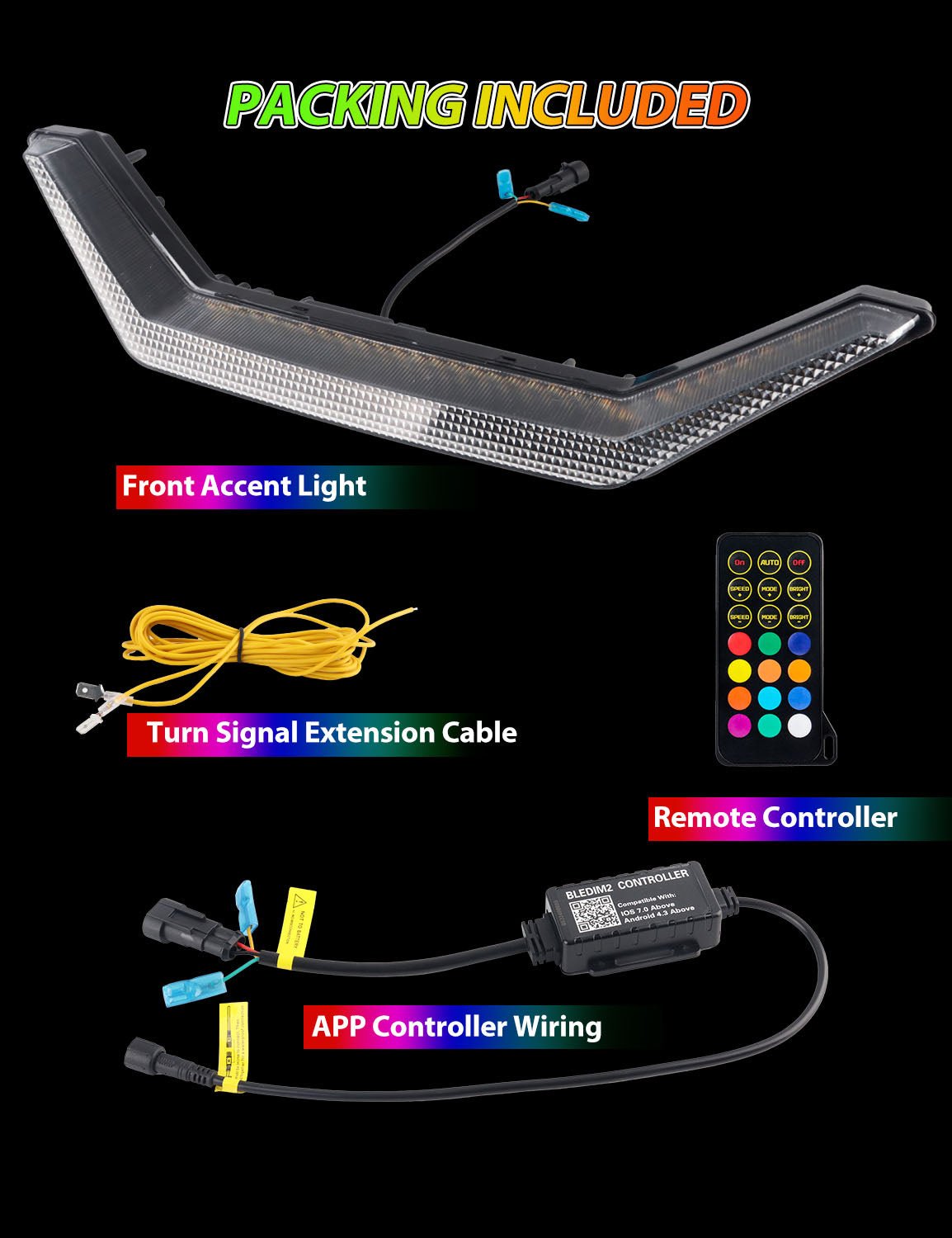 Chelhead RGB Led Fang Light for RZR Pro Front Grille Accent LightCompatible with Polaris RZR PRO XP / 4 RZR PRO R RZR Turbo R 2884346 - Chelhead