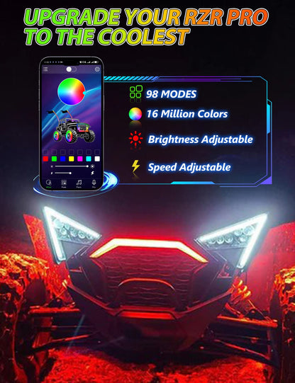 Chelhead RGB Led Fang Light for RZR Pro Front Grille Accent LightCompatible with Polaris RZR PRO XP / 4 RZR PRO R RZR Turbo R 2884346 - Chelhead