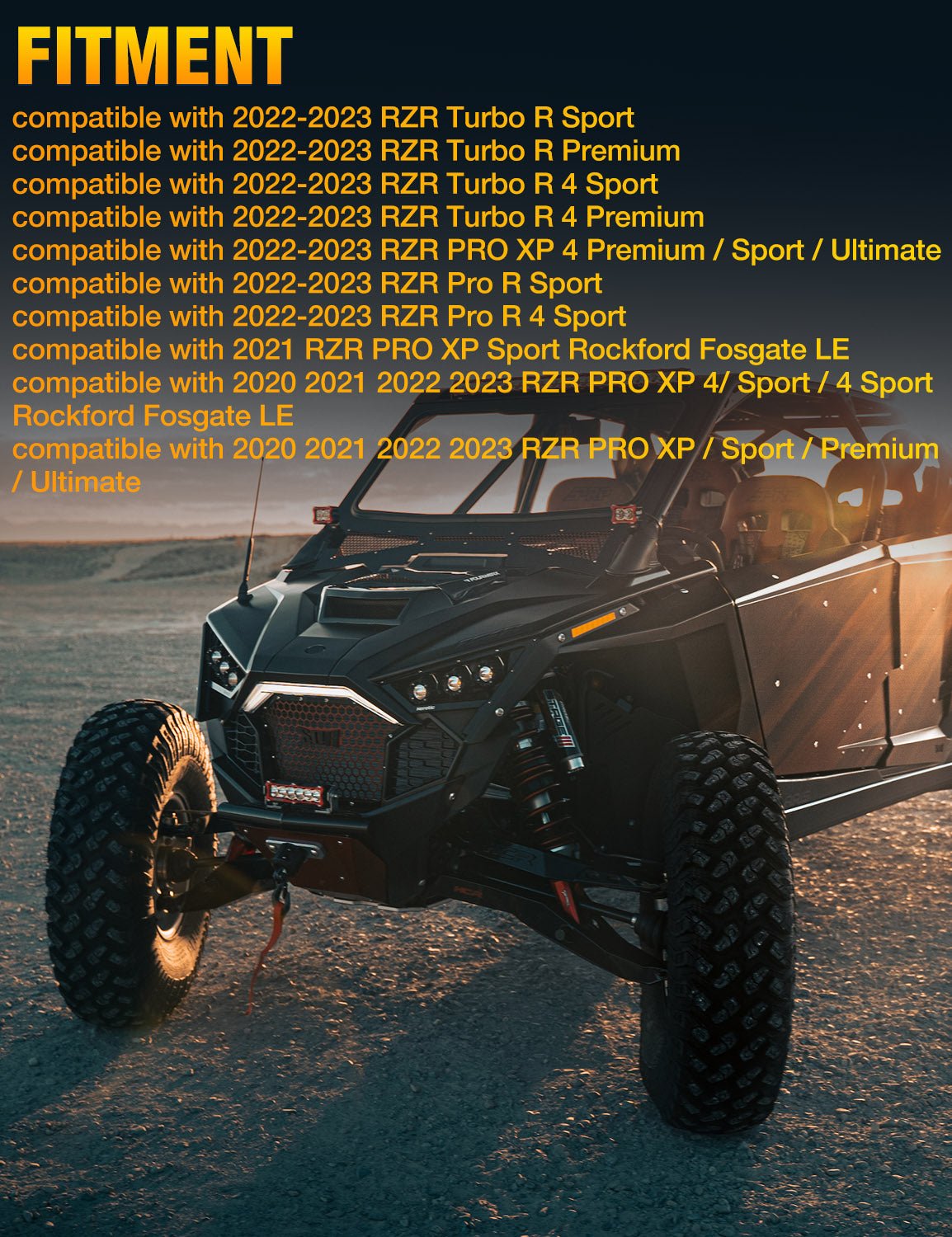 Chelhead RZR Front Accent Light, Led Fang Light Front Grille Compatible with RZR Pro R, RZR Pro XP 2020+ - Chelhead