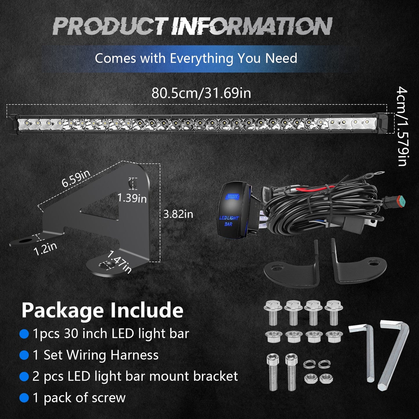 Chelhead RZR Led Light Bar Mount 30 Inch Combo Beam Led Lights with Mounting Brackets Rocker Switch Harness Compatible with Polaris RZR Pro R 2022+, Front Facing 30 - Inch LED Kit (White Light) - Chelhead