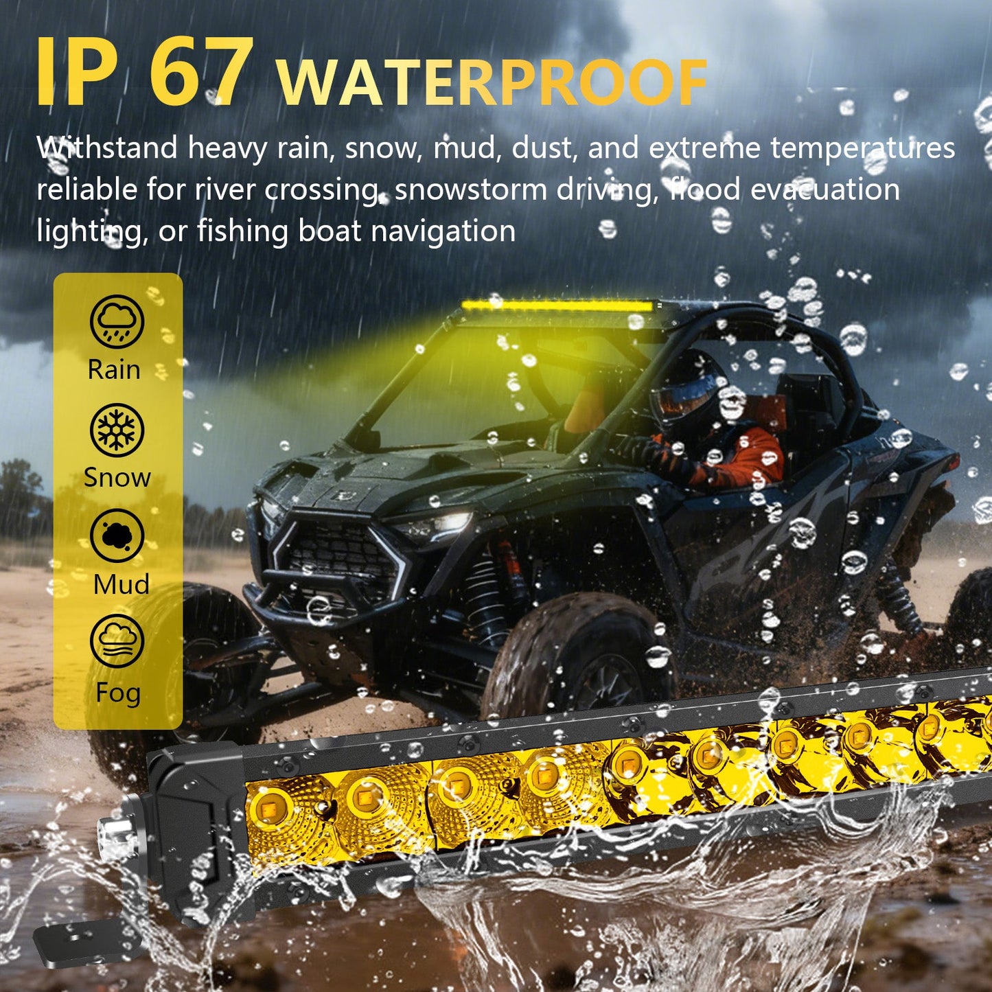 Chelhead RZR Led Light Bar Mount 30 Inch Combo Beam Led Lights with Mounting Brackets Rocker Switch Harness Compatible with Polaris RZR Pro R 2022+, Front Facing 30 - Inch LED Kit (White Light) - Chelhead