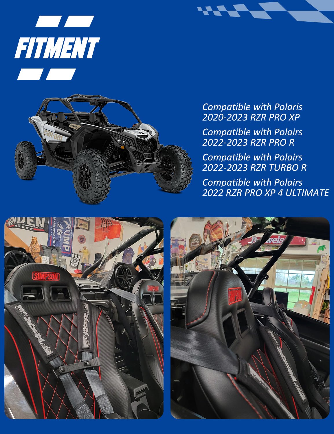 Chelhead RZR PRO 2 Inch Driver Seat Risers Compatible with 2020+ Polaris RZR PRO XP/4 XP, 2022+ RZR PRO R/4 R, 2022+ RZR TURBO R/4 R, Seat Lift Up, Seat Raisers 4 Pack - Chelhead