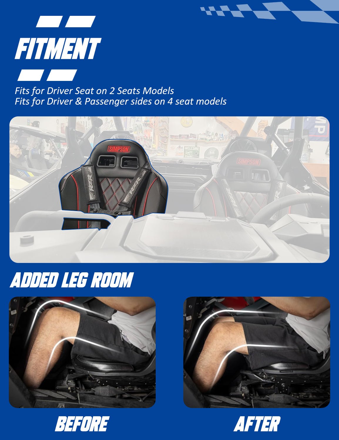 Chelhead RZR PRO 2 Inch Driver Seat Risers Compatible with 2020+ Polaris RZR PRO XP/4 XP, 2022+ RZR PRO R/4 R, 2022+ RZR TURBO R/4 R, Seat Lift Up, Seat Raisers 4 Pack - Chelhead