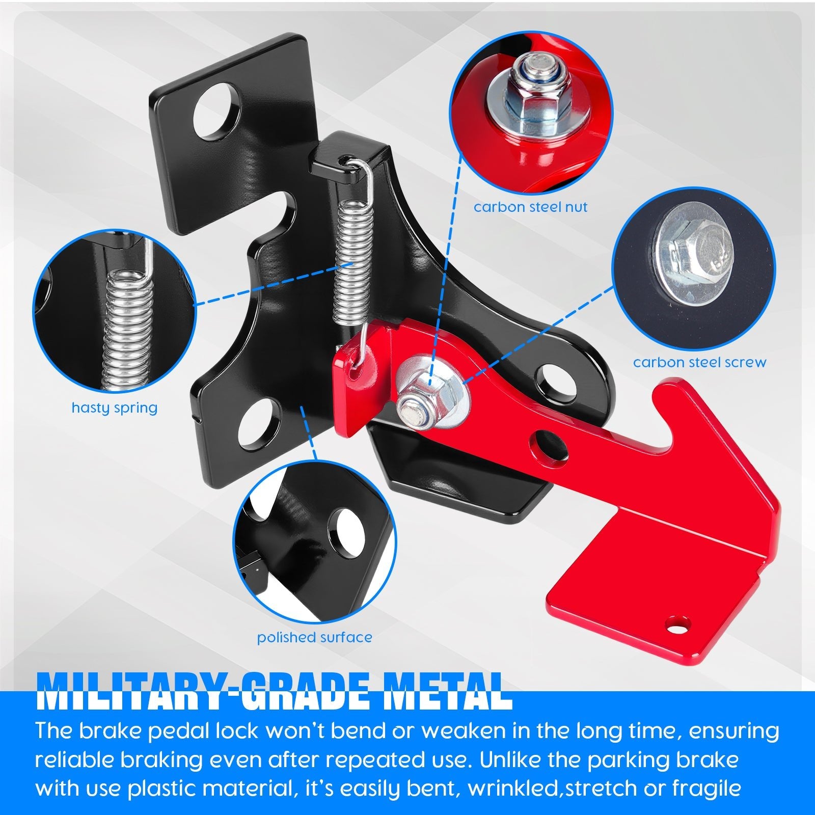 Chelhead Spring Parking Brake RZR Parking Brake Kit Adjustment Brake Pedal Lock Compatible with Polaris RZR All Model Polaris Ranger 800 900 1000 Turbo Turbo S RZR Accessories - Chelhead