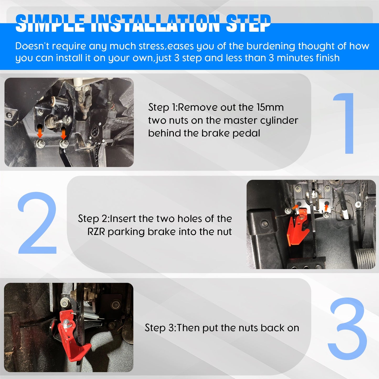 Chelhead Spring Parking Brake RZR Parking Brake Kit Adjustment Brake Pedal Lock Compatible with Polaris RZR All Model Polaris Ranger 800 900 1000 Turbo Turbo S RZR Accessories - Chelhead