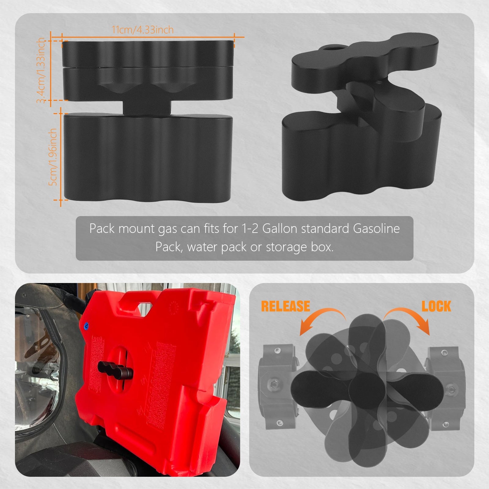 Chelhead UTV ATV Metal Gas Can Mount for 1'' - 2'' Roll Bar Oil Can Water Tank Gasoline Pack Mount Compatible with Polaris RZR Pioneer Can Am Maverick X3 Commander Yamaha Talon ATV - Chelhead