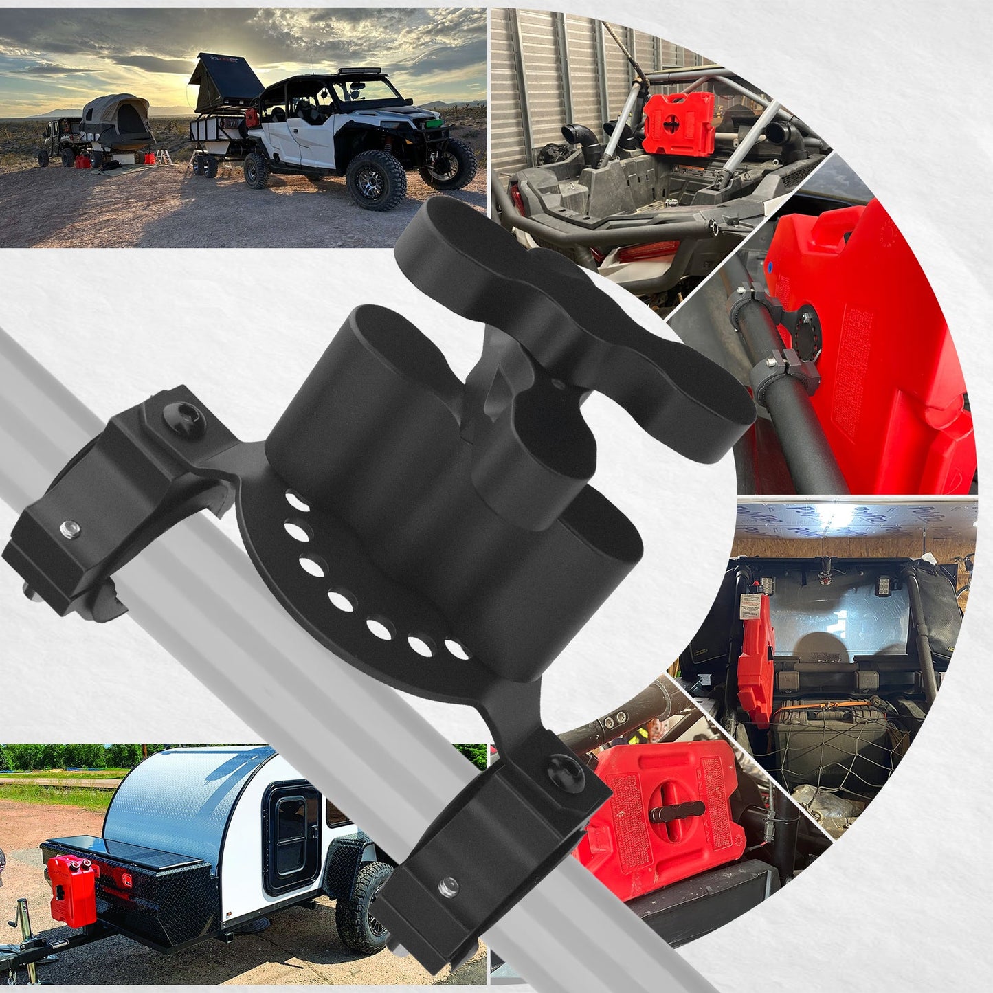 Chelhead UTV ATV Metal Gas Can Mount for 1'' - 2'' Roll Bar Oil Can Water Tank Gasoline Pack Mount Compatible with Polaris RZR Pioneer Can Am Maverick X3 Commander Yamaha Talon ATV - Chelhead