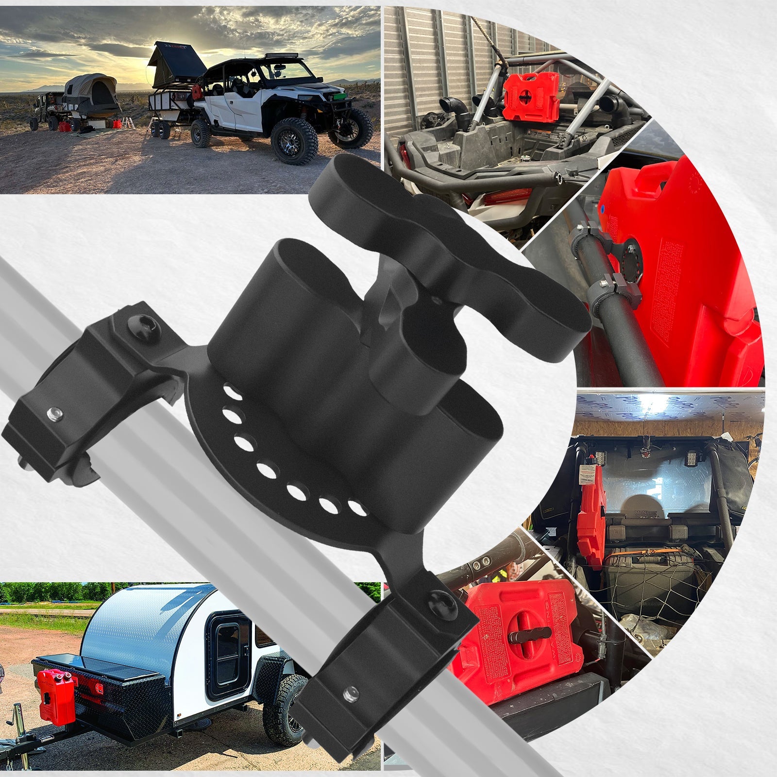 Chelhead UTV ATV Metal Gas Can Mount for 1'' - 2'' Roll Bar Oil Can Water Tank Gasoline Pack Mount Compatible with Polaris RZR Pioneer Can Am Maverick X3 Commander Yamaha Talon ATV - Chelhead