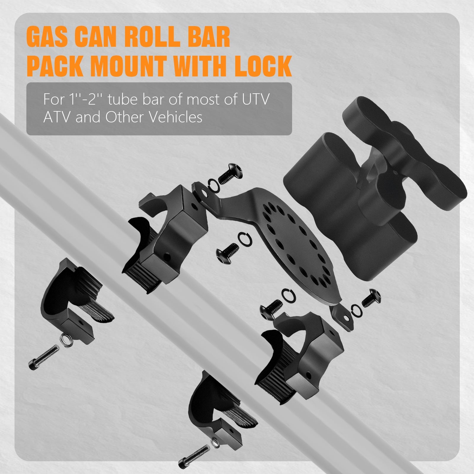 Chelhead UTV ATV Metal Gas Can Mount for 1'' - 2'' Roll Bar Oil Can Water Tank Gasoline Pack Mount Compatible with Polaris RZR Pioneer Can Am Maverick X3 Commander Yamaha Talon ATV - Chelhead