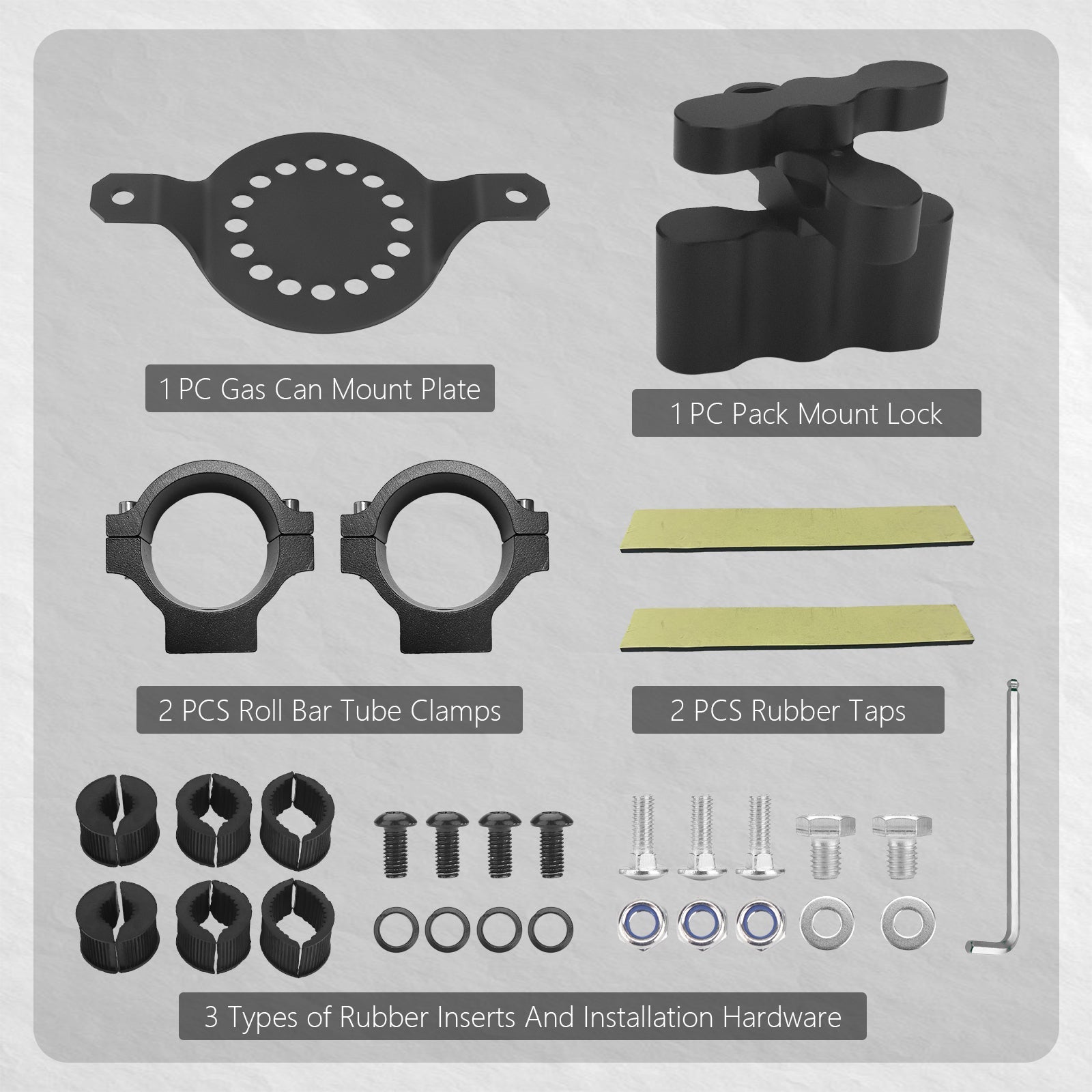 Chelhead UTV ATV Metal Gas Can Mount for 1'' - 2'' Roll Bar Oil Can Water Tank Gasoline Pack Mount Compatible with Polaris RZR Pioneer Can Am Maverick X3 Commander Yamaha Talon ATV - Chelhead