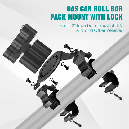 Chelhead UTV ATV Metal Gas Can Mount for 1'' - 2'' Roll Bar Oil Can Water Tank Gasoline Pack Mount Compatible with Polaris RZR Pioneer Can Am Maverick X3 Commander Yamaha Talon ATV - Chelhead