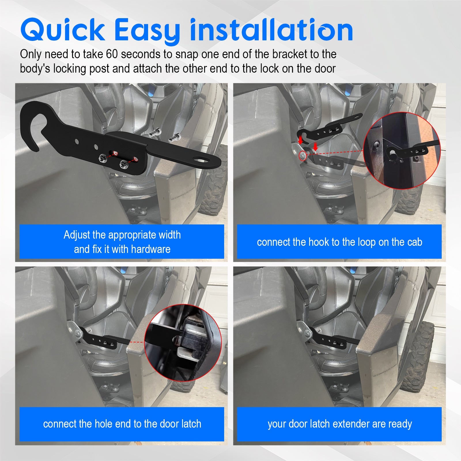Chelhead UTV Door Latches Adjustable Wide 5.7’’ - 7.1’’ with Vent Extender 2 PCS Latch Combine Usage Easy Heavy Duty Air Vent Extender Compatible with 2020 - 2025 RZR PRO XP/4,General Turbo R - Chelhead