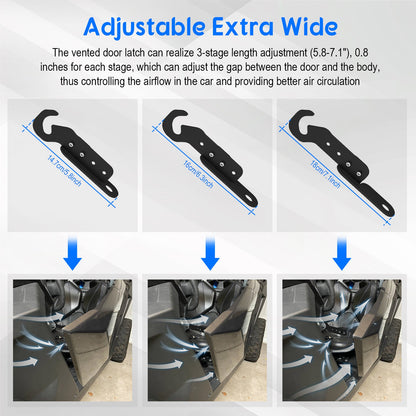 Chelhead UTV Door Latches Adjustable Wide 5.7’’ - 7.1’’ with Vent Extender 2 PCS Latch Combine Usage Easy Heavy Duty Air Vent Extender Compatible with 2020 - 2025 RZR PRO XP/4,General Turbo R - Chelhead