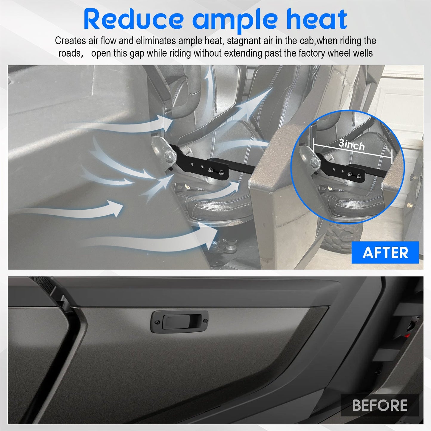 Chelhead UTV Door Latches Adjustable Wide 5.7’’ - 7.1’’ with Vent Extender 2 PCS Latch Combine Usage Easy Heavy Duty Air Vent Extender Compatible with 2020 - 2025 RZR PRO XP/4,General Turbo R - Chelhead