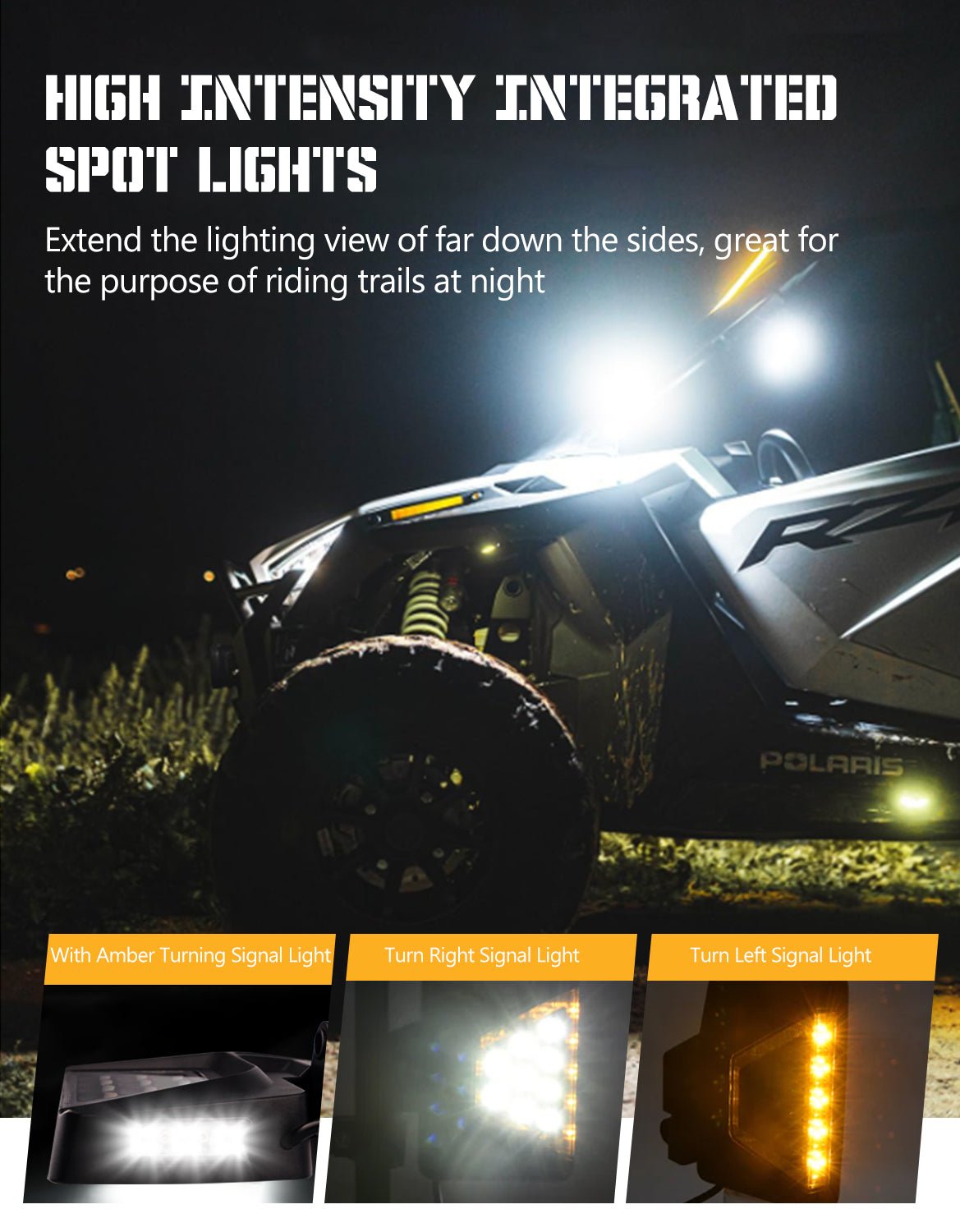 Chelhead UTV Side Mirror with Light Amber Turn Signal Plug And Play Wiring Compatible with Pioneer Polaris RZR 900 1000 Can - Am Kawasaki Mule Rhino YXZ Zforce, Shatter Proof Tempered Glass - Chelhead