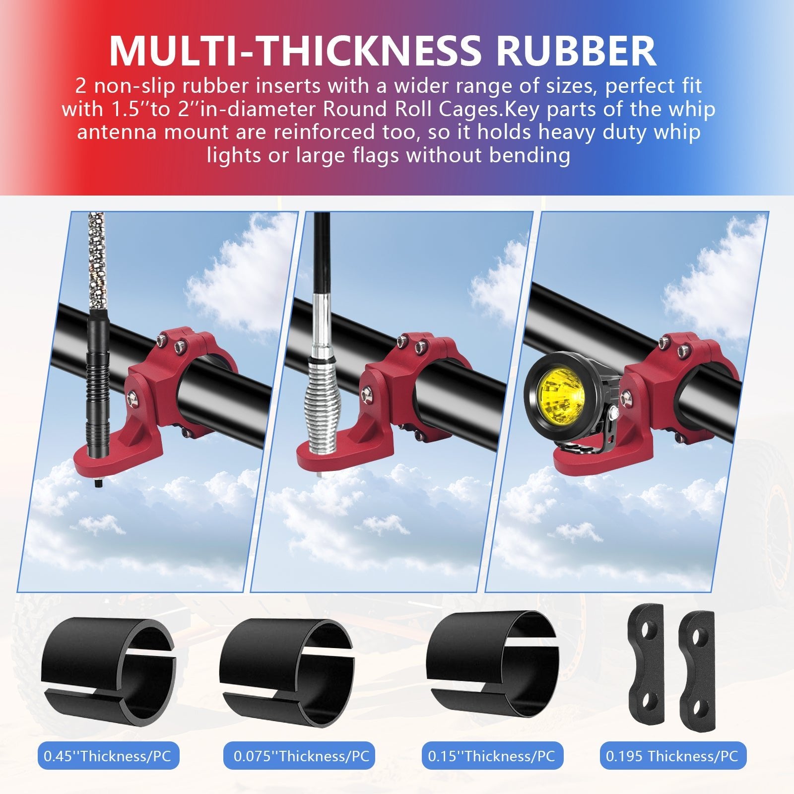 Chelhead UTV Whip Mount for 1.5" - 2" Roll Cage Clamp 360°Adjustable Aluminum Alloy Flag Antenna Mounting Bracket Brackets UTV Accessories Compatible with Talon, ATV, UTV, Trucks, RZR, Ranger, Can - Am - Chelhead