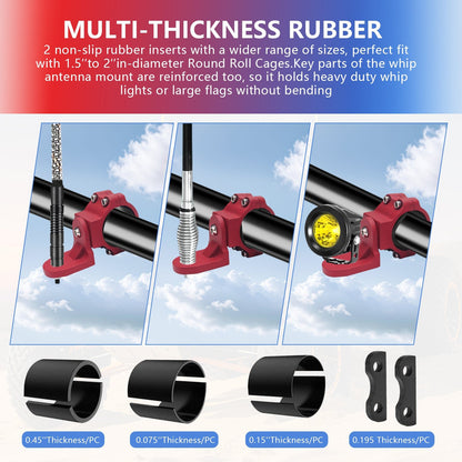 Chelhead UTV Whip Mount for 1.5" - 2" Roll Cage Clamp 360°Adjustable Aluminum Alloy Flag Antenna Mounting Bracket Brackets UTV Accessories Compatible with Talon, ATV, UTV, Trucks, RZR, Ranger, Can - Am - Chelhead