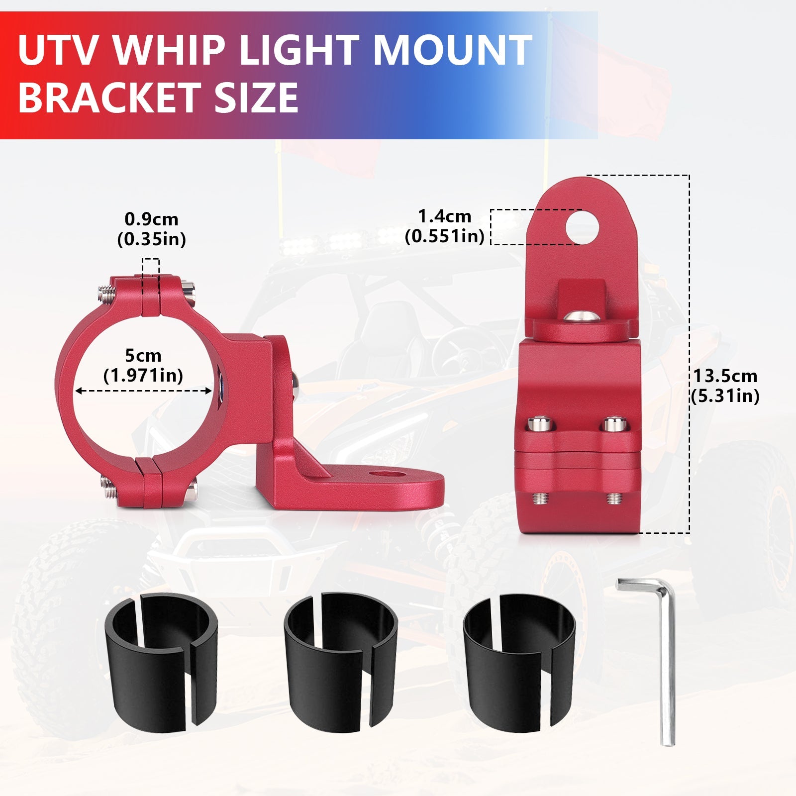 Chelhead UTV Whip Mount for 1.5" - 2" Roll Cage Clamp 360°Adjustable Aluminum Alloy Flag Antenna Mounting Bracket Brackets UTV Accessories Compatible with Talon, ATV, UTV, Trucks, RZR, Ranger, Can - Am - Chelhead