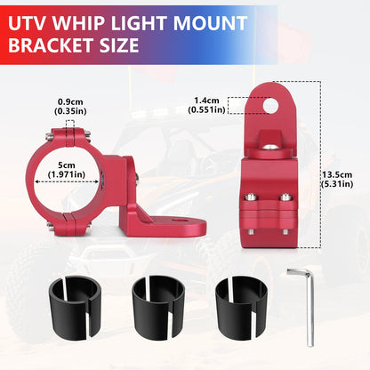 Chelhead UTV Whip Mount for 1.5" - 2" Roll Cage Clamp 360°Adjustable Aluminum Alloy Flag Antenna Mounting Bracket Brackets UTV Accessories Compatible with Talon, ATV, UTV, Trucks, RZR, Ranger, Can - Am - Chelhead