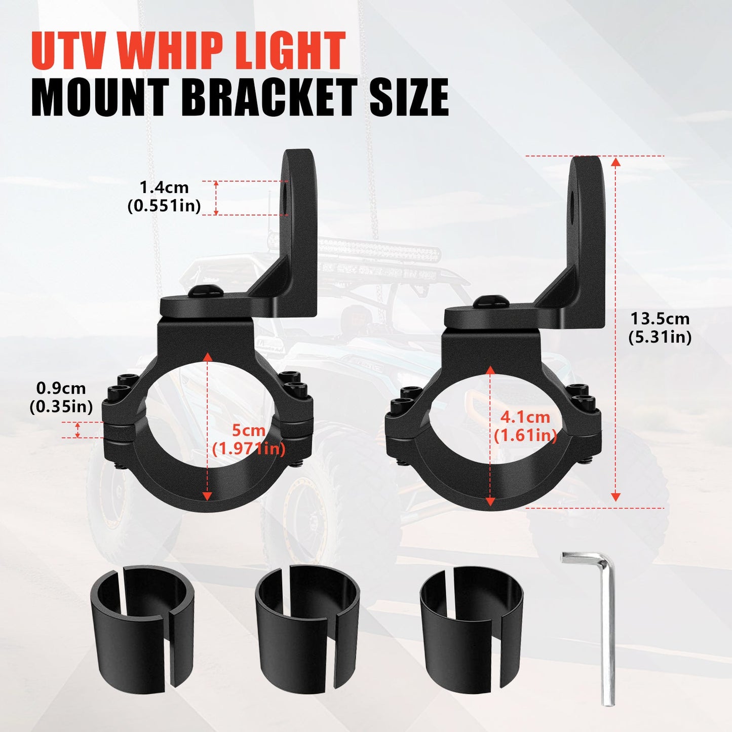 Chelhead UTV Whip Mount for 1.5" - 2" Roll Cage Clamp 360°Adjustable Aluminum Alloy Flag Antenna Mounting Bracket Brackets UTV Accessories Compatible with Talon, ATV, UTV, Trucks, RZR, Ranger, Can - Am - Chelhead