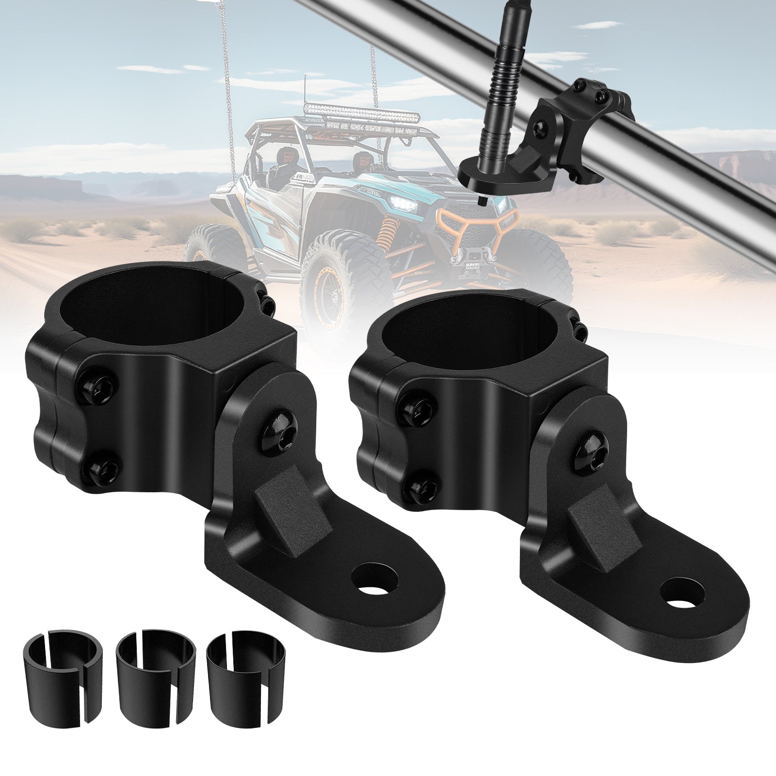 Chelhead UTV Whip Mount for 1.5" - 2" Roll Cage Clamp 360°Adjustable Aluminum Alloy Flag Antenna Mounting Bracket Brackets UTV Accessories Compatible with Talon, ATV, UTV, Trucks, RZR, Ranger, Can - Am - Chelhead