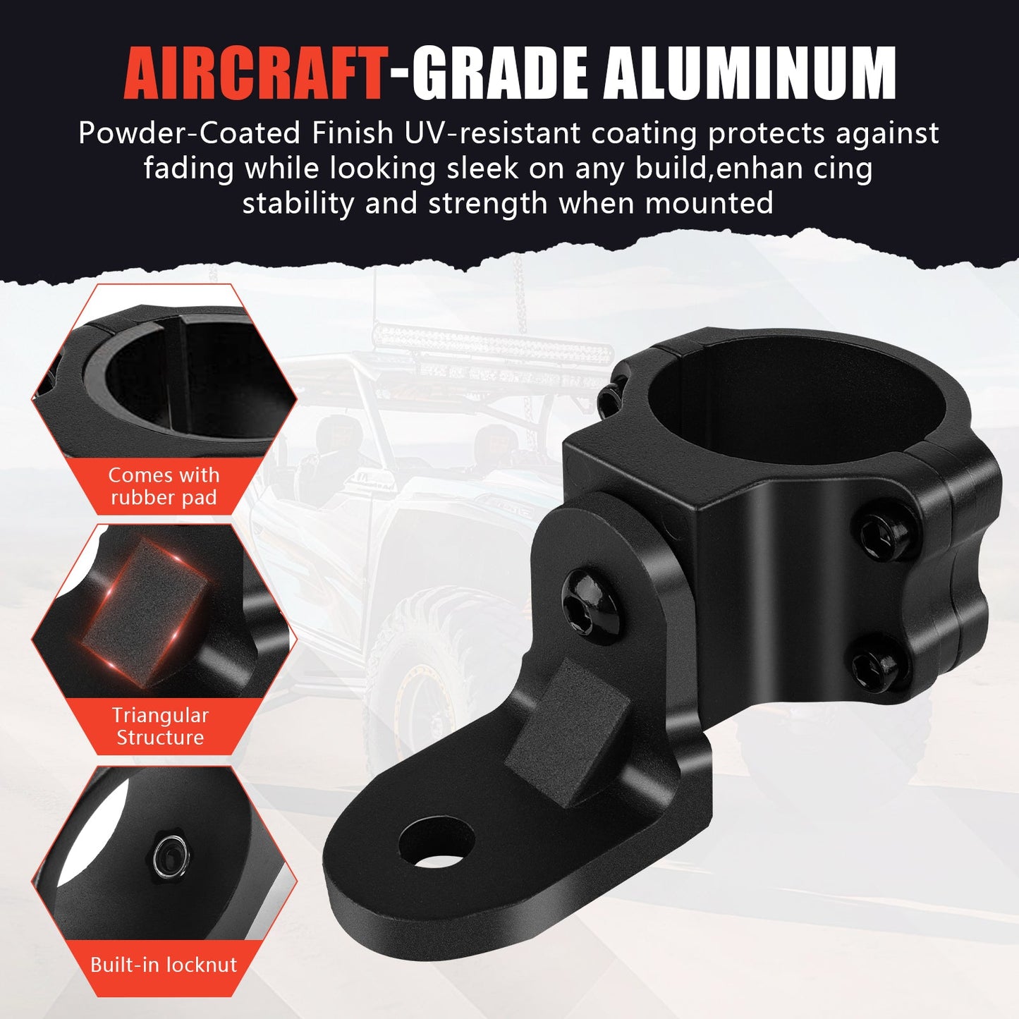 Chelhead UTV Whip Mount for 1.5" - 2" Roll Cage Clamp 360°Adjustable Aluminum Alloy Flag Antenna Mounting Bracket Brackets UTV Accessories Compatible with Talon, ATV, UTV, Trucks, RZR, Ranger, Can - Am - Chelhead