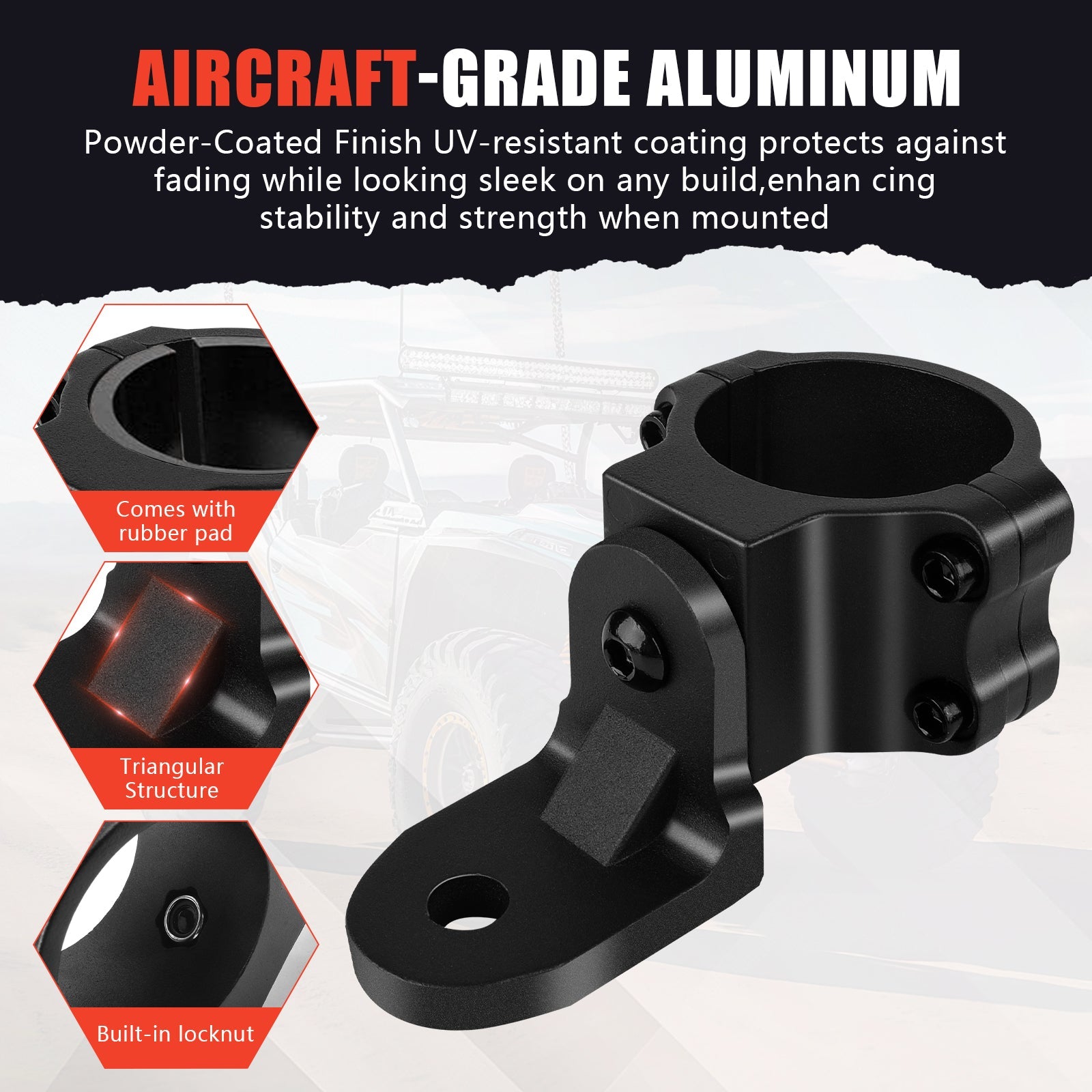 Chelhead UTV Whip Mount for 1.5" - 2" Roll Cage Clamp 360°Adjustable Aluminum Alloy Flag Antenna Mounting Bracket Brackets UTV Accessories Compatible with Talon, ATV, UTV, Trucks, RZR, Ranger, Can - Am - Chelhead