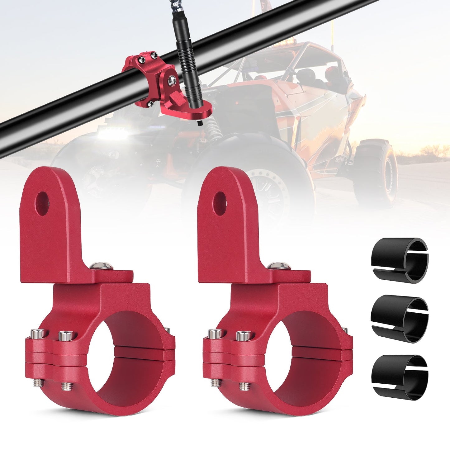 Chelhead UTV Whip Mount for 1.5" - 2" Roll Cage Clamp 360°Adjustable Aluminum Alloy Flag Antenna Mounting Bracket Brackets UTV Accessories Compatible with Talon, ATV, UTV, Trucks, RZR, Ranger, Can - Am - Chelhead