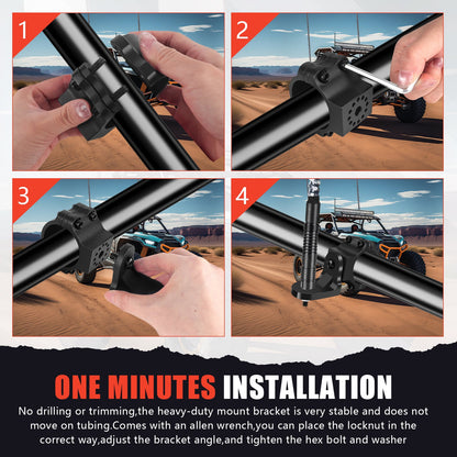 Chelhead UTV Whip Mount for 1.5" - 2" Roll Cage Clamp 360°Adjustable Aluminum Alloy Flag Antenna Mounting Bracket Brackets UTV Accessories Compatible with Talon, ATV, UTV, Trucks, RZR, Ranger, Can - Am - Chelhead