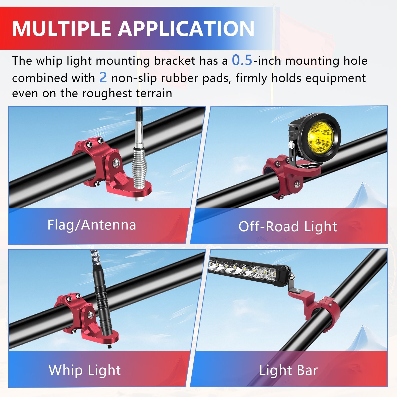 Chelhead UTV Whip Mount for 1.5" - 2" Roll Cage Clamp 360°Adjustable Aluminum Alloy Flag Antenna Mounting Bracket Brackets UTV Accessories Compatible with Talon, ATV, UTV, Trucks, RZR, Ranger, Can - Am - Chelhead