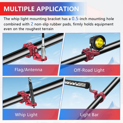 Chelhead UTV Whip Mount for 1.5" - 2" Roll Cage Clamp 360°Adjustable Aluminum Alloy Flag Antenna Mounting Bracket Brackets UTV Accessories Compatible with Talon, ATV, UTV, Trucks, RZR, Ranger, Can - Am - Chelhead