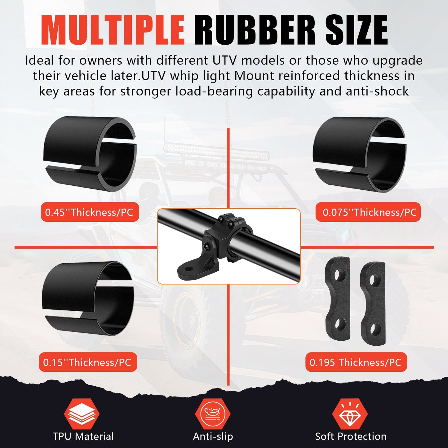 Chelhead UTV Whip Mount for 1.5" - 2" Roll Cage Clamp 360°Adjustable Aluminum Alloy Flag Antenna Mounting Bracket Brackets UTV Accessories Compatible with Talon, ATV, UTV, Trucks, RZR, Ranger, Can - Am - Chelhead