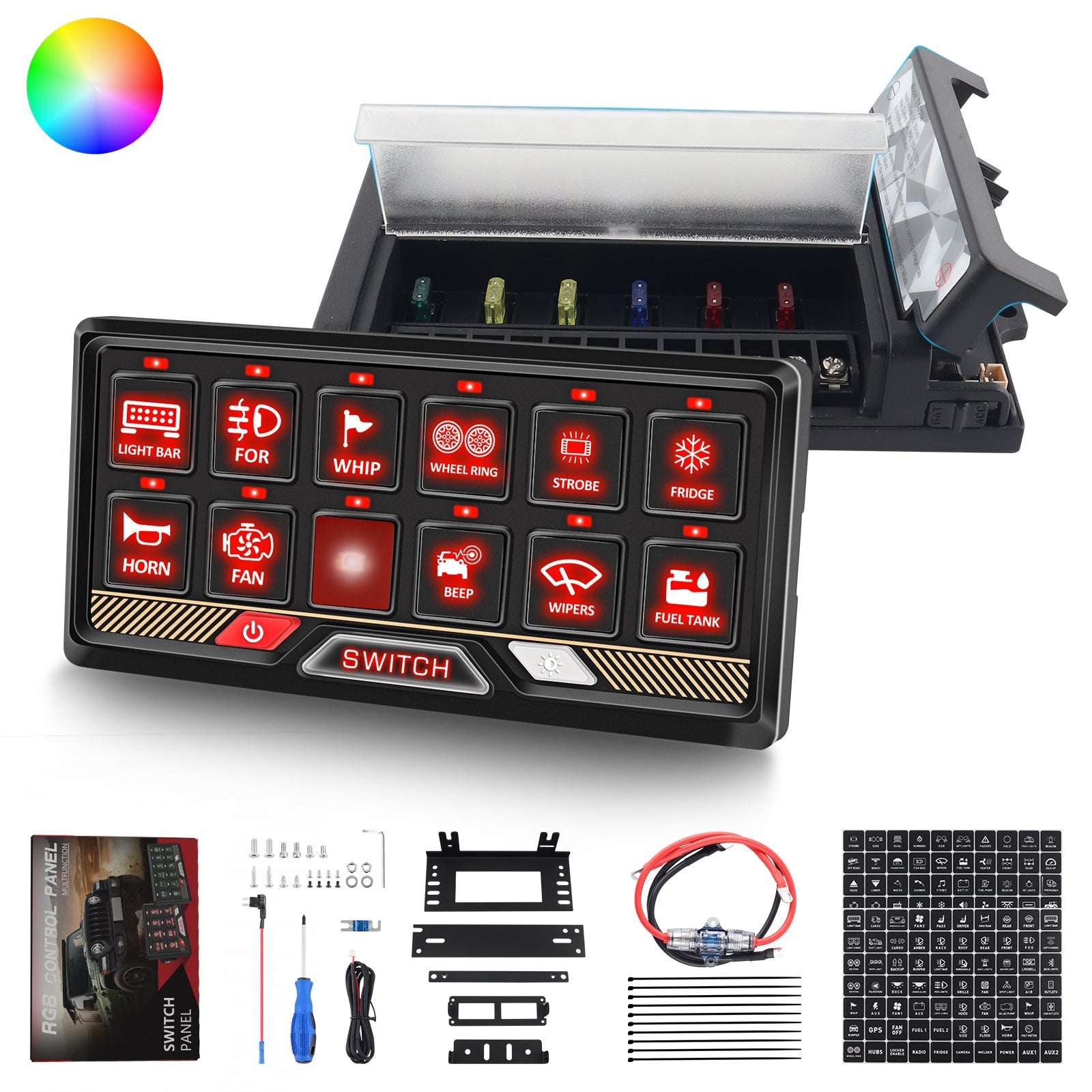 P2 8 Gang RGB Switch Panel | Smart Solid State Control System for Off - Road, RV & Marine - Chelhead