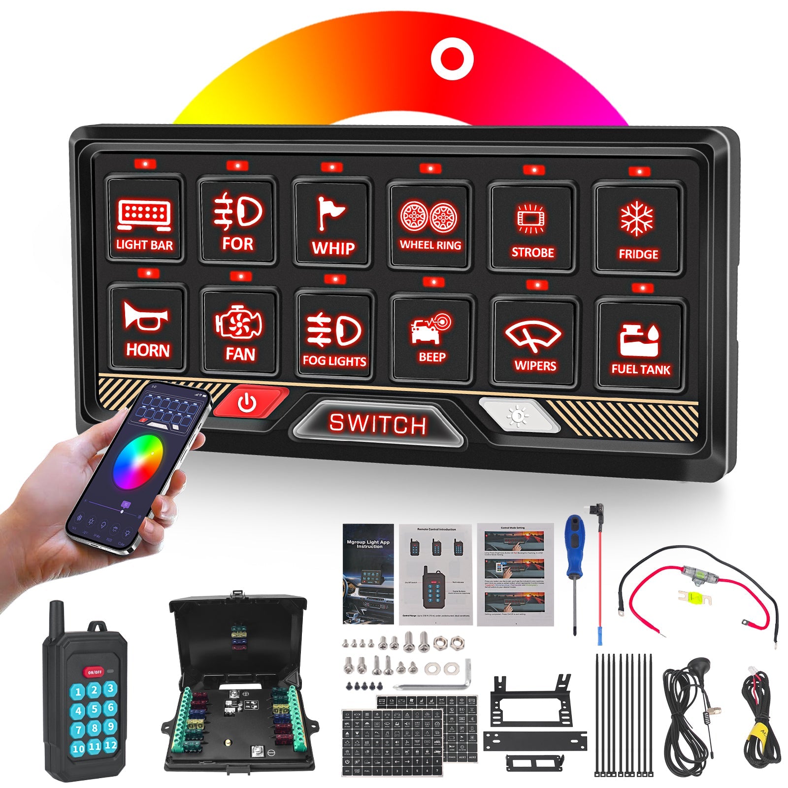 P2 8 Gang RGB Switch Panel | Smart Solid State Control System for Off - Road, RV & Marine - Chelhead