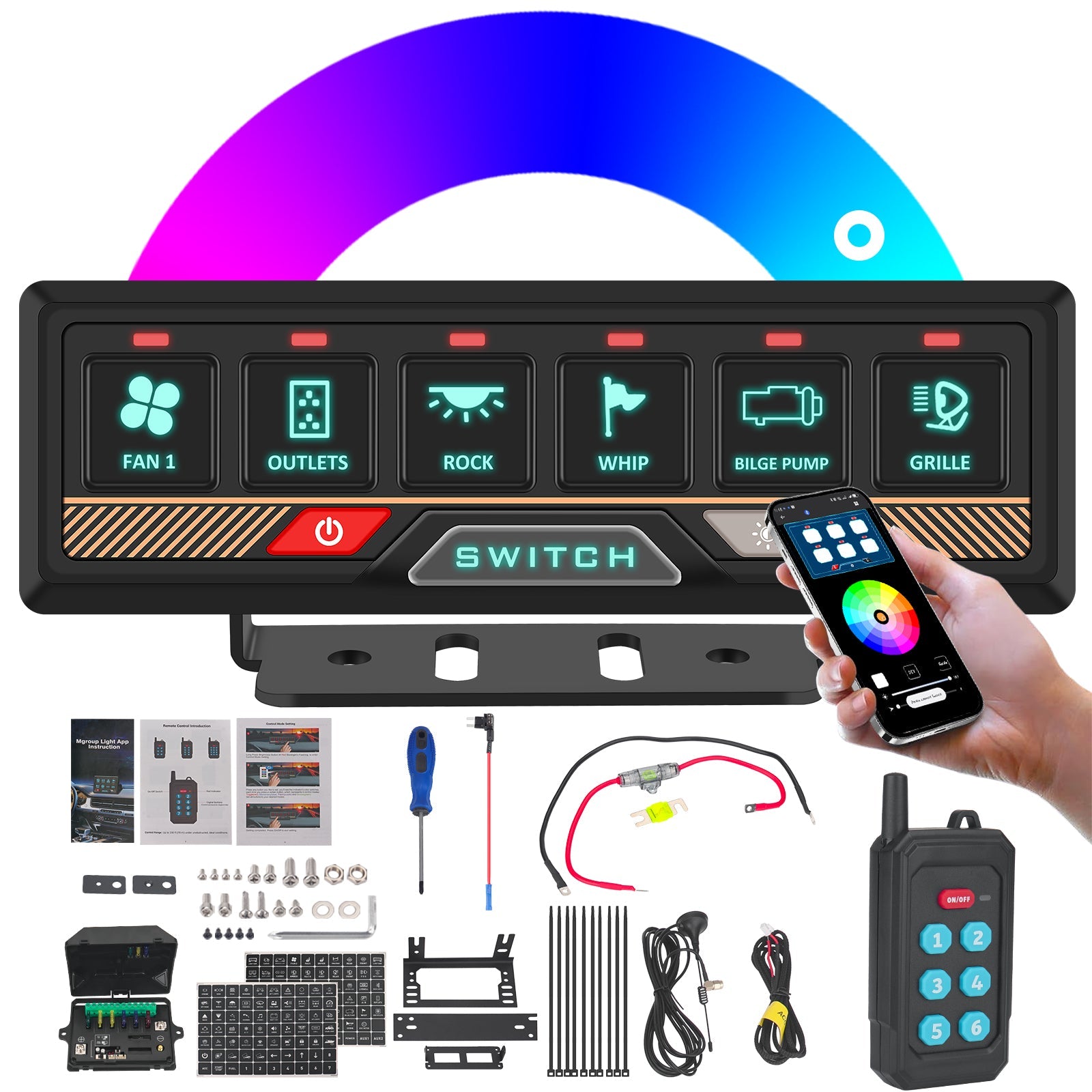 P2 8 Gang RGB Switch Panel | Smart Solid State Control System for Off - Road, RV & Marine - Chelhead